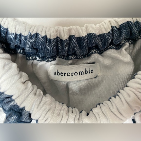 Abercrombie & Fitch Vintage Y2K Canvas Tote Hobo Beach Bag Blue & White Striped - Picture 3 of 7